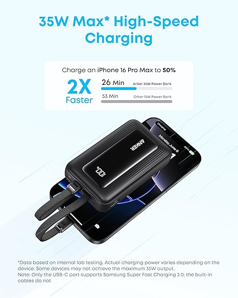 Anker Zolo PowerBank 10K 35W Built‑In Dual USB‑C Cables - Image 2