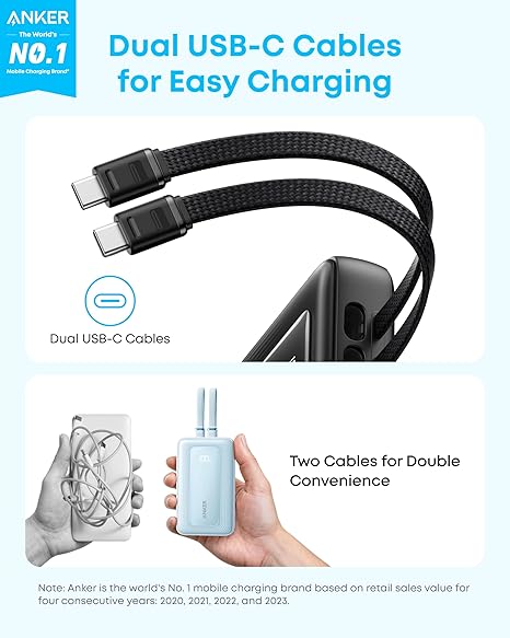 Anker Zolo PowerBank 10K 35W Built‑In Dual USB‑C Cables - Image 3