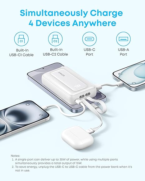 Anker Zolo PowerBank 10K 35W Built‑In Dual USB‑C Cables - Image 4