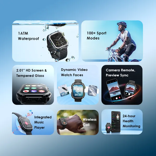 Oraimo Watch Nova V 2.01" HD Video Watch OSW-802N - Light Chrome - Image 12